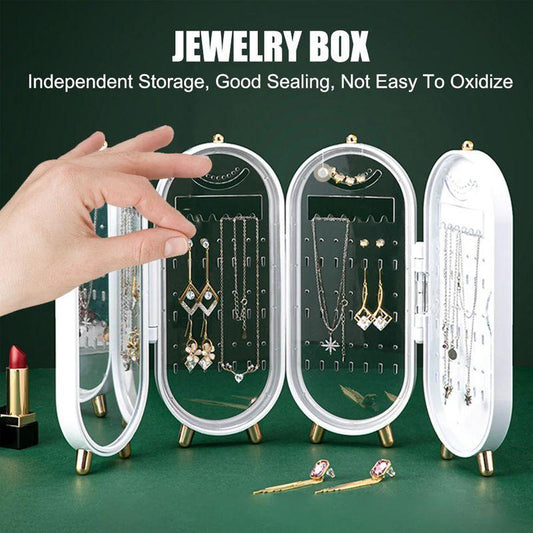 Fold-able Jewelry Storage Box With Mirror