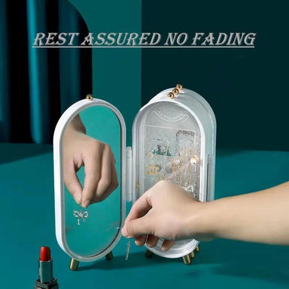 Fold-able Jewelry Storage Box With Mirror