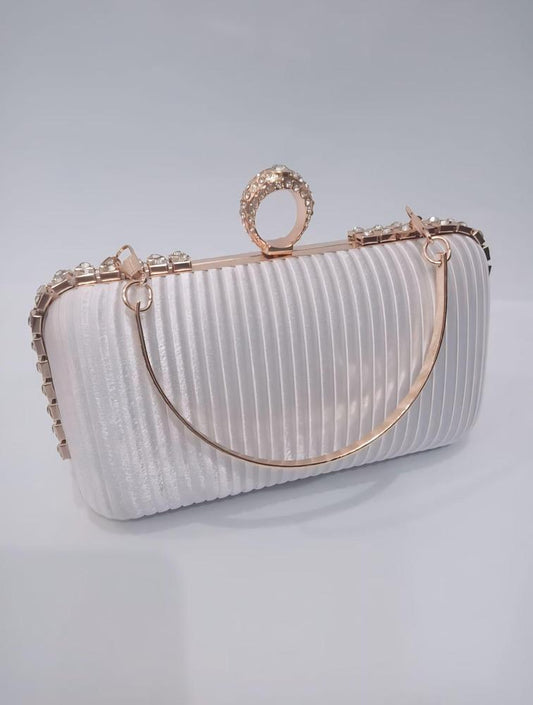 Women Rexine Embellished Fancy Clutch Bag