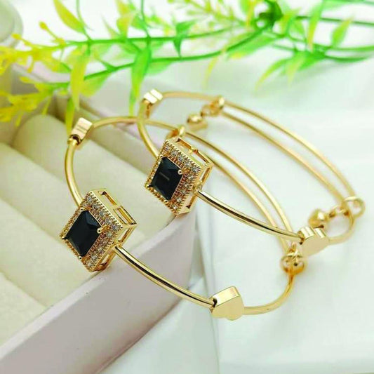 2 Pc Gold Plated Crystal Kara Bangle