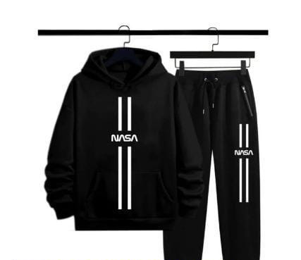 2 Pcs Men Stitched Polyester Fleece Printed Track Suit