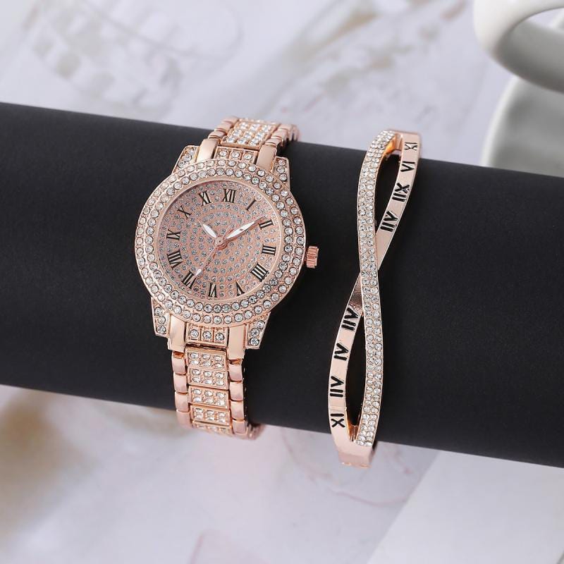 Women` diamond artificial set- Roman Watch