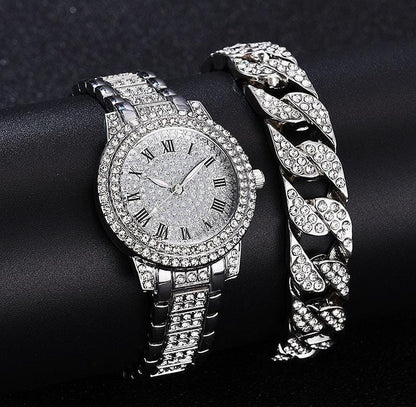 Women` diamond artificial set- Roman Watch