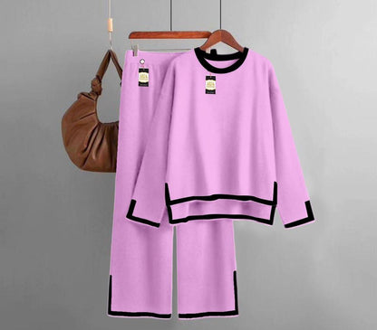 2 Pcs women` stitch fleece plain night suit