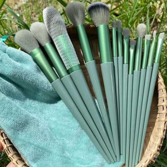 13 Pcs Makeup Brush Set In Valvet Bag