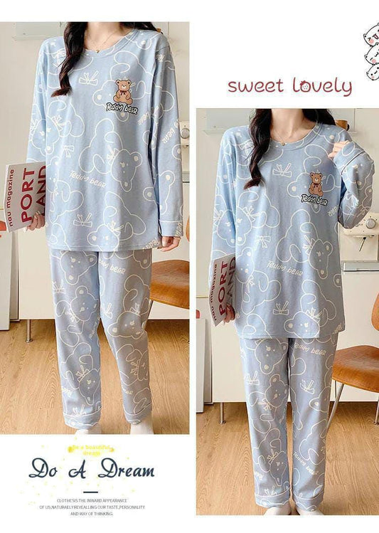 2 Pcs Women Stitched Cotton Jersey Plain Night Suit