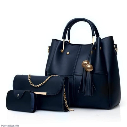 3 Pcs Women PU Leather Shoulder Bag