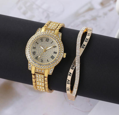 Women` diamond artificial set- Roman Watch