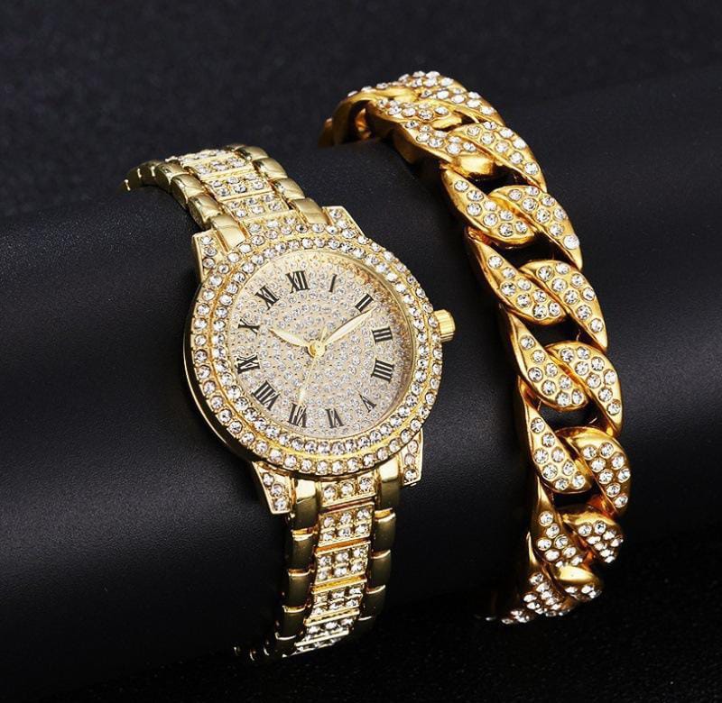 Women` diamond artificial set- Roman Watch