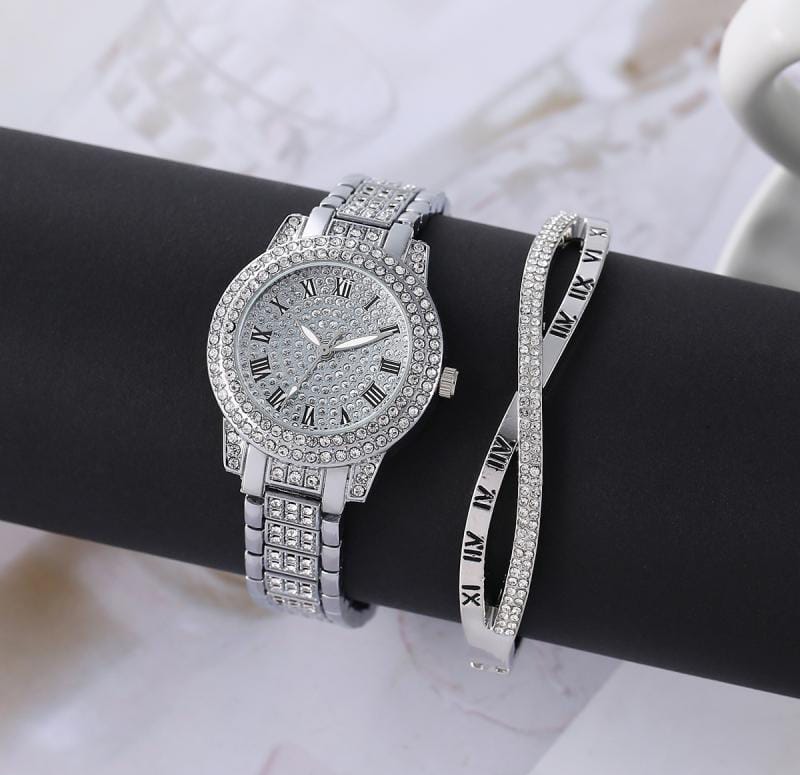 Women` diamond artificial set- Roman Watch