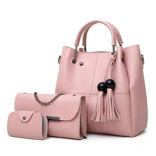 3 Pcs Women PU Leather Shoulder Bag