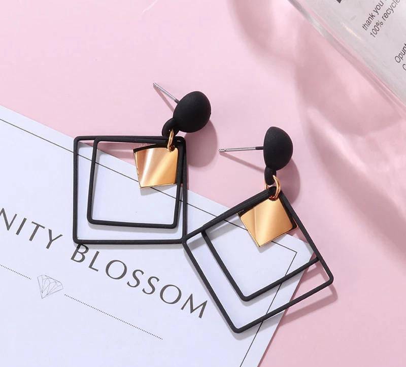 Pair Of  Acrylic Plated Modern Design Earrings