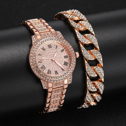 Women` diamond artificial set- Roman Watch