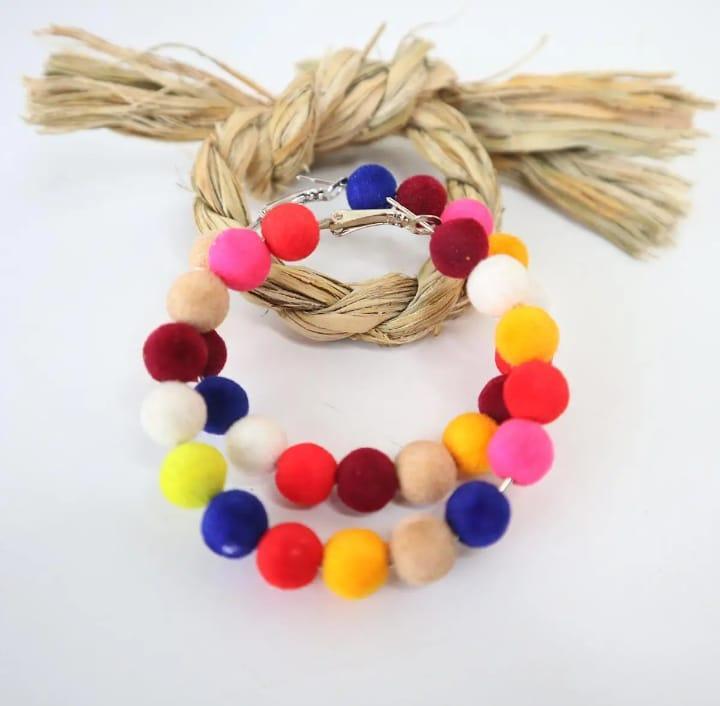 Trendy Multicolored Beads Hoops