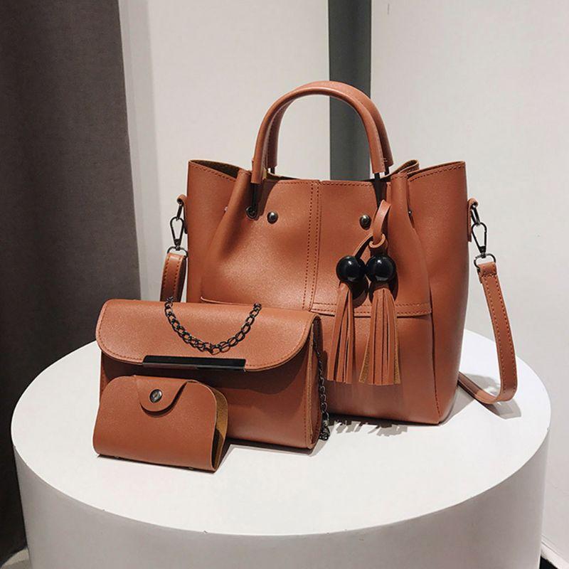 3 Pcs Women PU Leather Shoulder Bag