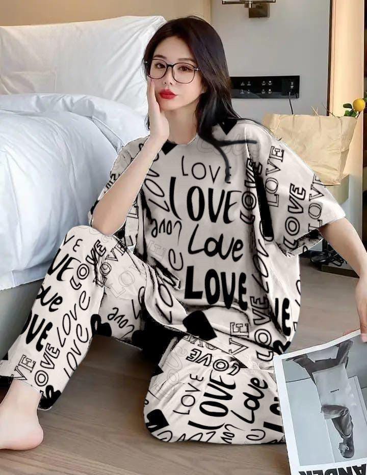 2 Pcs Women Stitched Cotton Jersey Plain Night Suit